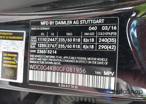 2016 Mercedes-Benz Glc 300 4Matic z USA, uszkodzony, nr VIN WDC0G4KB0GF081956